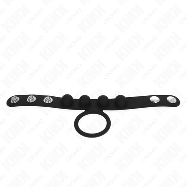 Anello per pene in pelle regolabile con chiusura a pressione 23 x2 cm
